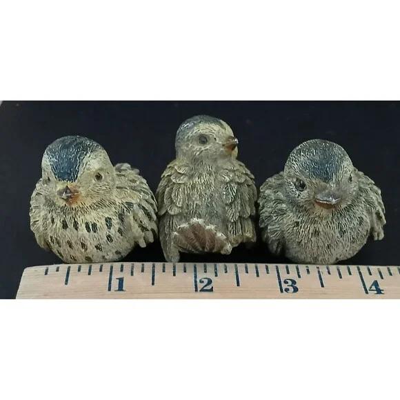 3 Mini Birds Figurine Cute Window Shelf Decoration Resin - Picture 12 of 12